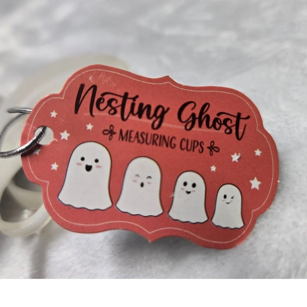 10 Strawberry Street Nesting Ghost Measuring Cups Ceramic Halloween Set 4pc NEW